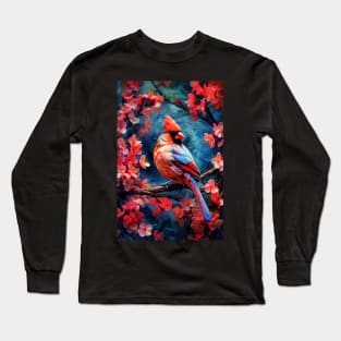 Cardinal bird painting colors art #cardinal Long Sleeve T-Shirt